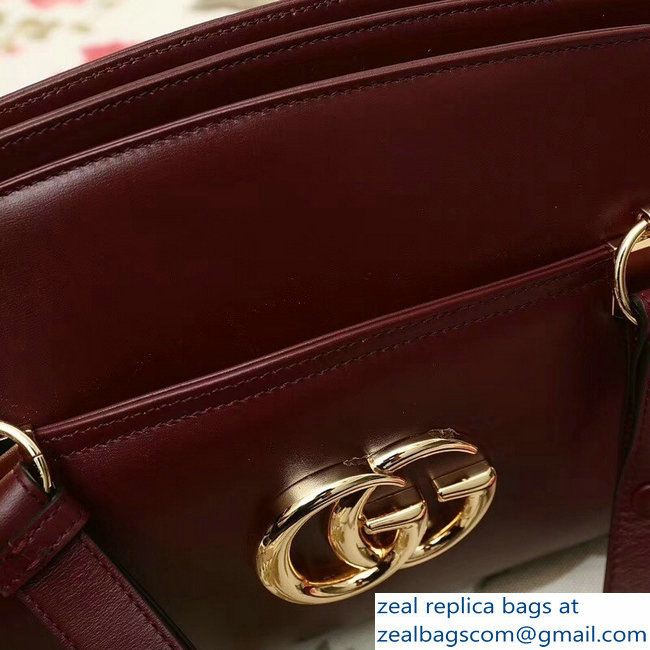 Gucci Arli Leather Large Top Handle Bag 550130 Burgundy 2018