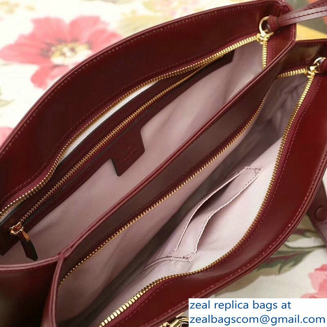 Gucci Arli Leather Large Top Handle Bag 550130 Burgundy 2018