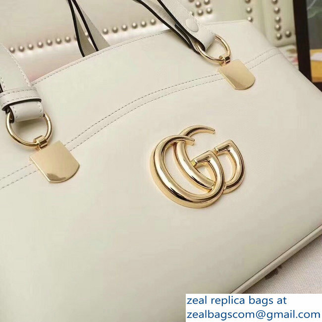 Gucci Arli Leather Large Top Handle Bag 550130 White 2018