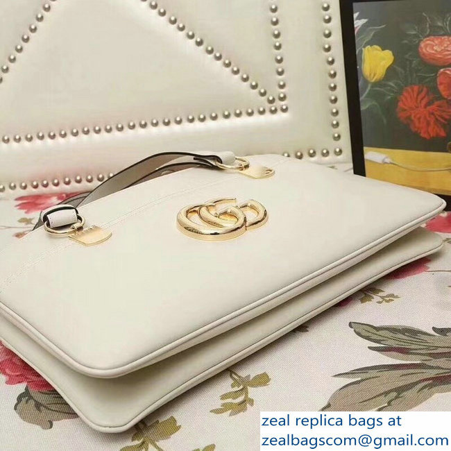 Gucci Arli Leather Large Top Handle Bag 550130 White 2018