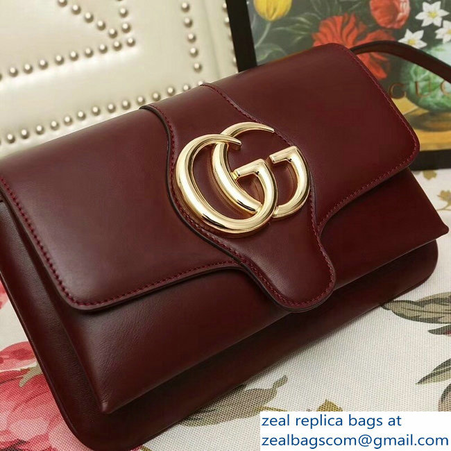 Gucci Arli Leather Small Shoulder Bag 550129 Burgundy 2018 - Click Image to Close