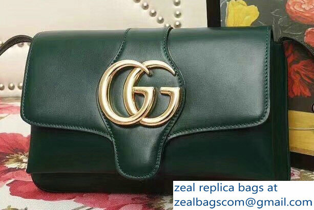 Gucci Arli Leather Small Shoulder Bag 550129 Green 2018 - Click Image to Close