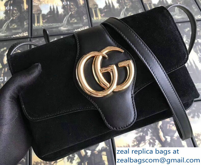 Gucci Arli Leather Small Shoulder Bag 550129 Suede Black 2018 - Click Image to Close