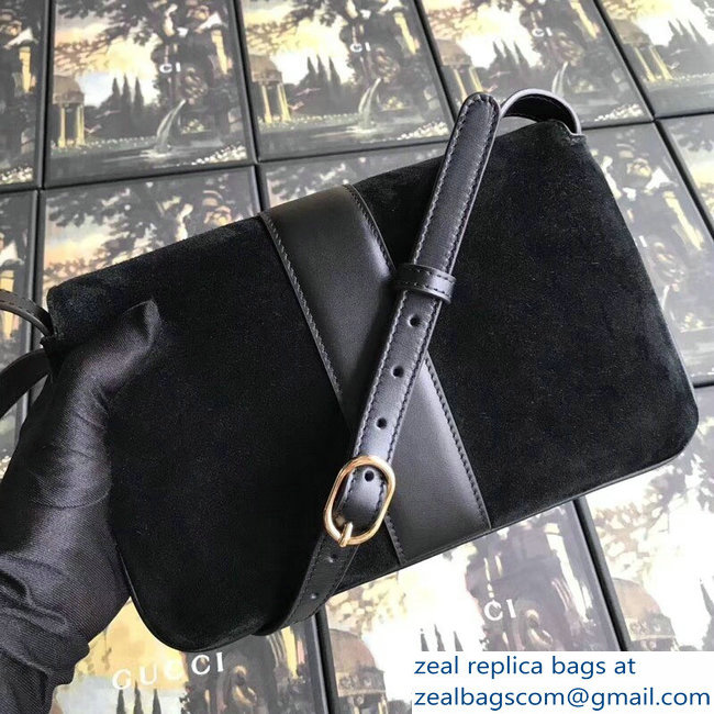 Gucci Arli Leather Small Shoulder Bag 550129 Suede Black 2018 - Click Image to Close