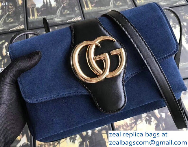 Gucci Arli Leather Small Shoulder Bag 550129 Suede Blue 2018 - Click Image to Close