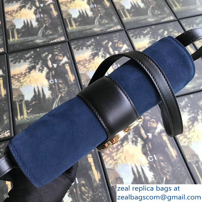 Gucci Arli Leather Small Shoulder Bag 550129 Suede Blue 2018