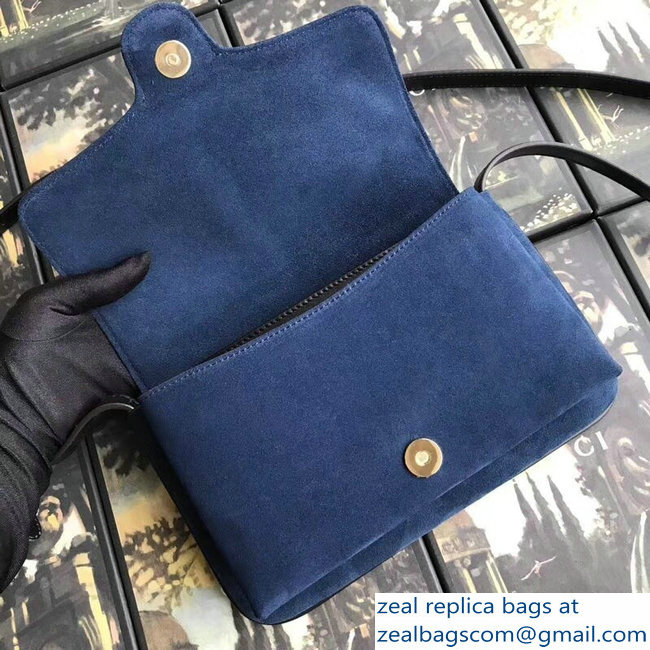 Gucci Arli Leather Small Shoulder Bag 550129 Suede Blue 2018