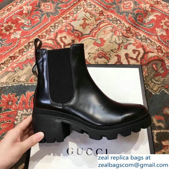 Gucci Black Leather Ankle Boots With Belt 2018 - Click Image to Close