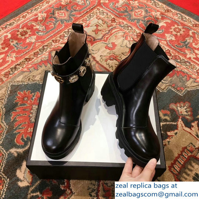 Gucci Black Leather Ankle Boots With Belt 2018 - Click Image to Close