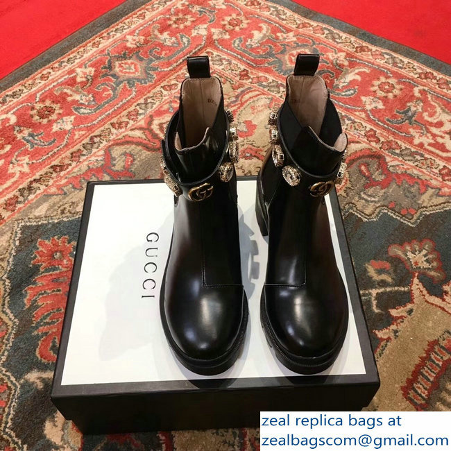 Gucci Black Leather Ankle Boots With Belt 2018