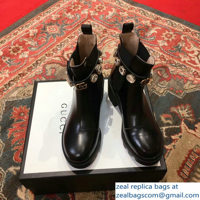 Gucci Black Leather Ankle Boots With Belt 2018 - Click Image to Close