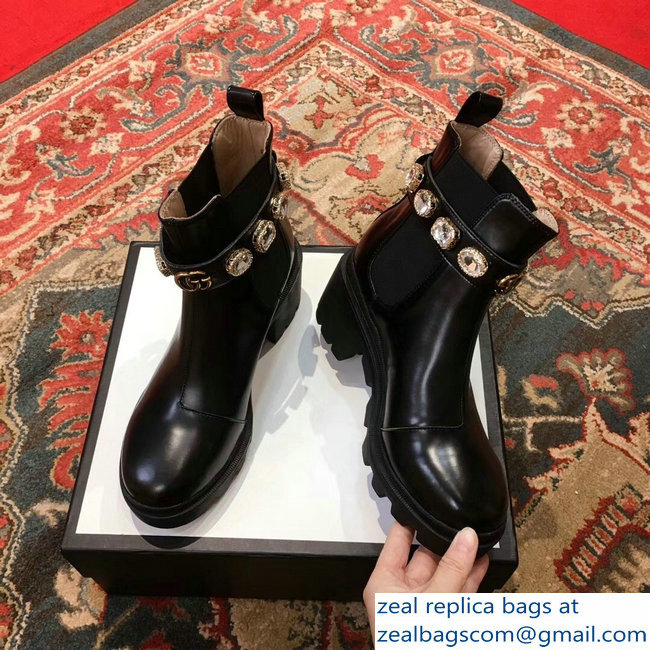 Gucci Black Leather Ankle Boots With Belt 2018