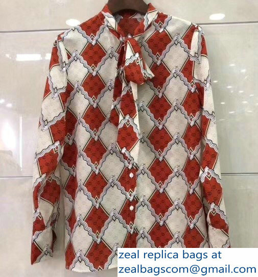 Gucci Diamond Shape GG Shirt with Bow 2018