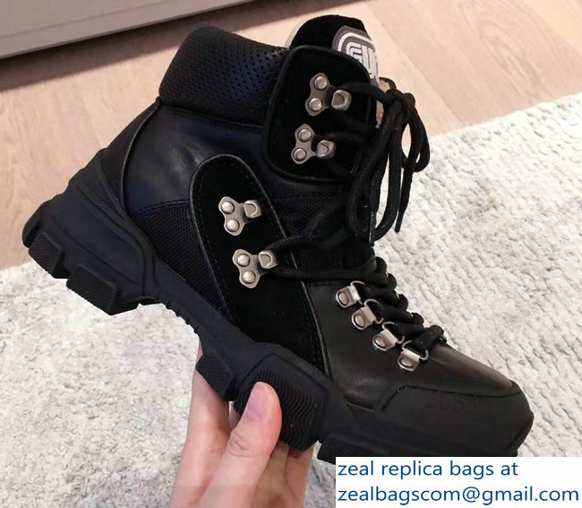 Gucci Flashtrek High-Top Lovers Sneakers Black 2018 - Click Image to Close