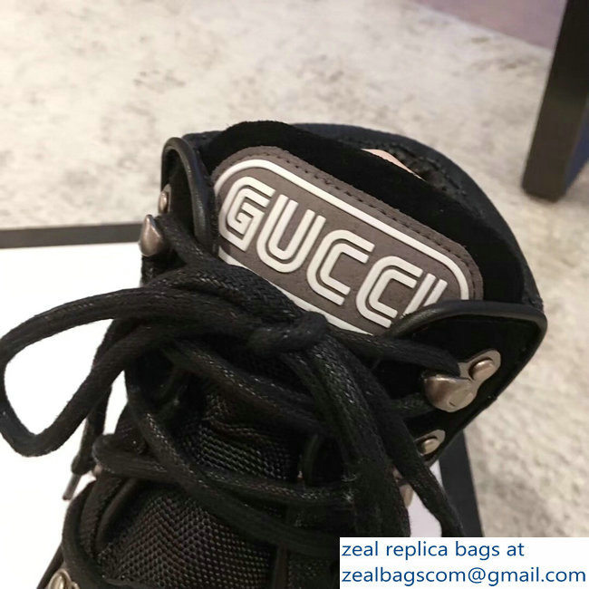 Gucci Flashtrek High-Top Lovers Sneakers Black 2018 - Click Image to Close