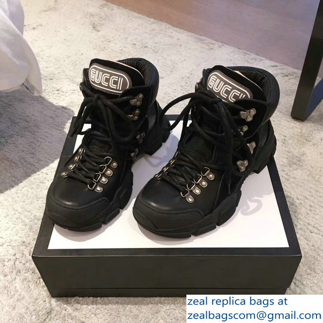Gucci Flashtrek High-Top Lovers Sneakers Black 2018 - Click Image to Close