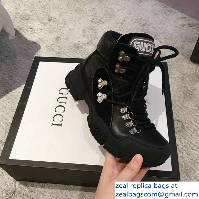 Gucci Flashtrek High-Top Lovers Sneakers Black 2018