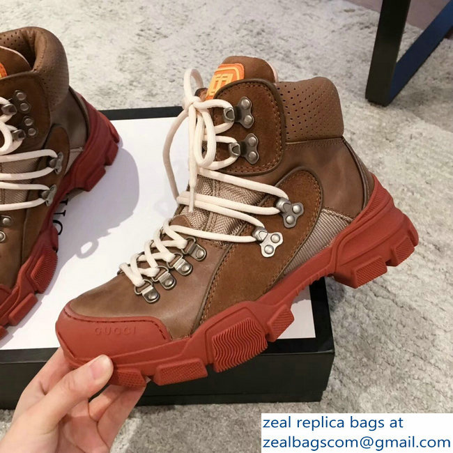 Gucci Flashtrek High-Top Lovers Sneakers Brown 2018