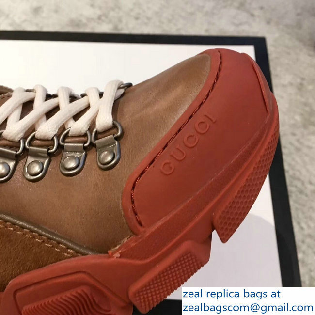 Gucci Flashtrek High-Top Lovers Sneakers Brown 2018 - Click Image to Close