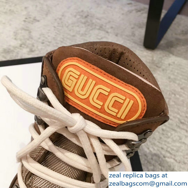 Gucci Flashtrek High-Top Lovers Sneakers Brown 2018