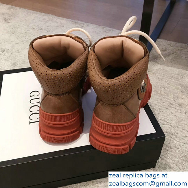 Gucci Flashtrek High-Top Lovers Sneakers Brown 2018