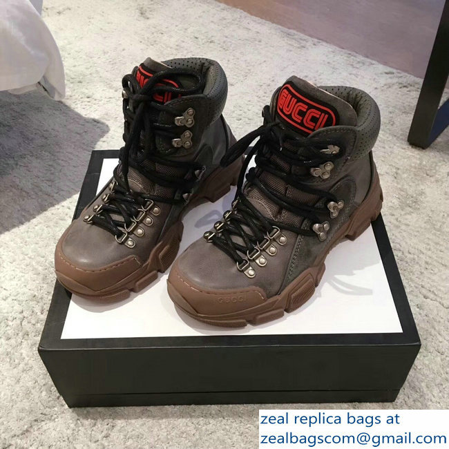 Gucci Flashtrek High-Top Lovers Sneakers Gray 2018