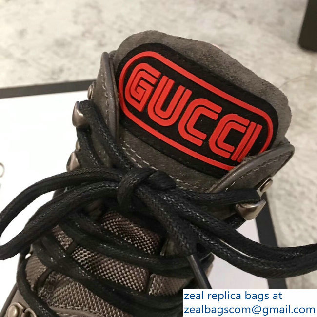 Gucci Flashtrek High-Top Lovers Sneakers Gray 2018 - Click Image to Close