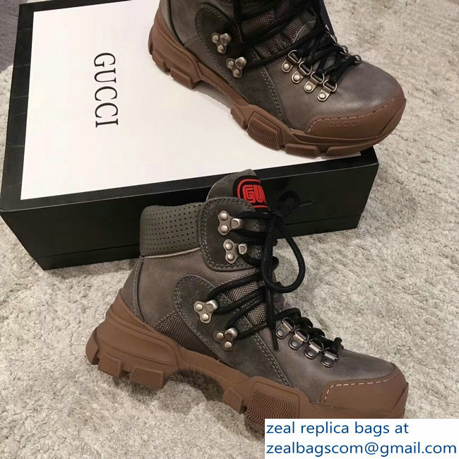 Gucci Flashtrek High-Top Lovers Sneakers Gray 2018 - Click Image to Close