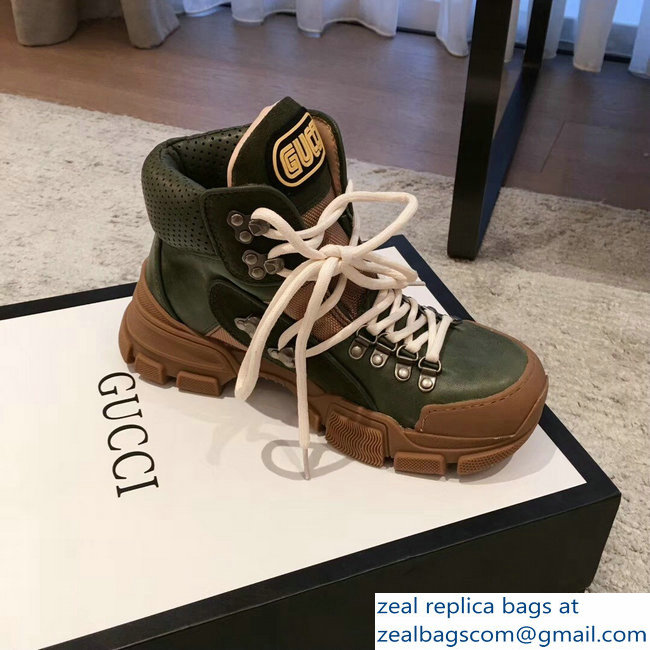 Gucci Flashtrek High-Top Lovers Sneakers Green 2018 - Click Image to Close