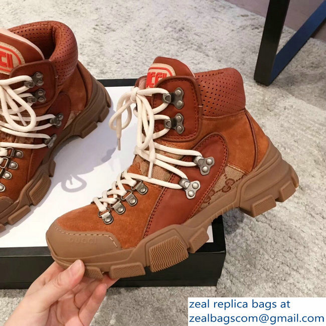 Gucci Flashtrek High-Top Lovers Sneakers Orange 2018 - Click Image to Close