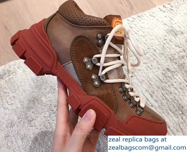 Gucci Flashtrek Lovers Sneakers Brown 2018 - Click Image to Close