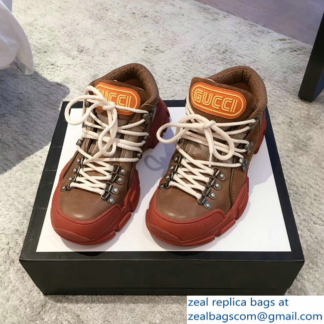 Gucci Flashtrek Lovers Sneakers Brown 2018 - Click Image to Close