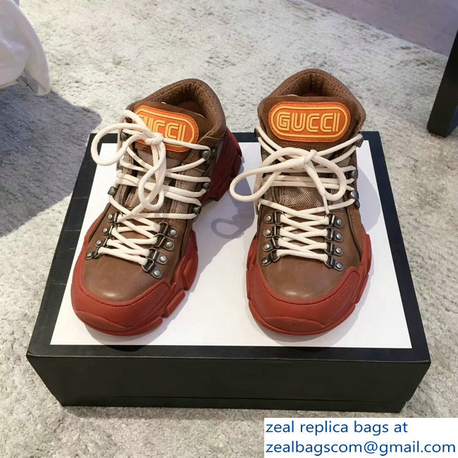 Gucci Flashtrek Lovers Sneakers Brown 2018 - Click Image to Close