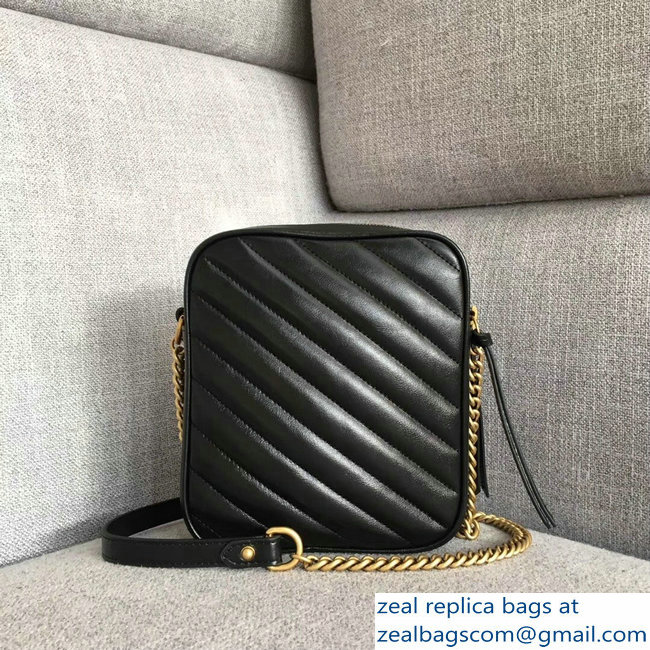 Gucci GG Marmont MatelasseRectangular Shape Mini Chain Shoulder Bag 550155 Black 2018 - Click Image to Close