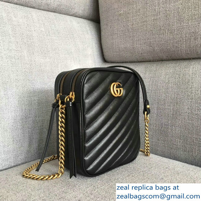 Gucci GG Marmont MatelasseRectangular Shape Mini Chain Shoulder Bag 550155 Black 2018 - Click Image to Close