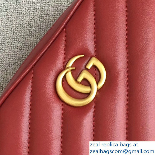 Gucci GG Marmont MatelasseRectangular Shape Mini Chain Shoulder Bag 550155 Red 2018 - Click Image to Close