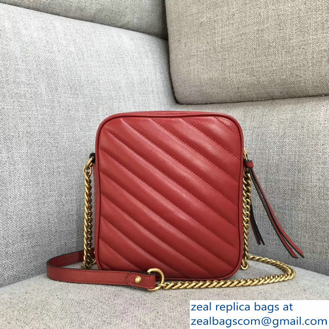 Gucci GG Marmont MatelasseRectangular Shape Mini Chain Shoulder Bag 550155 Red 2018