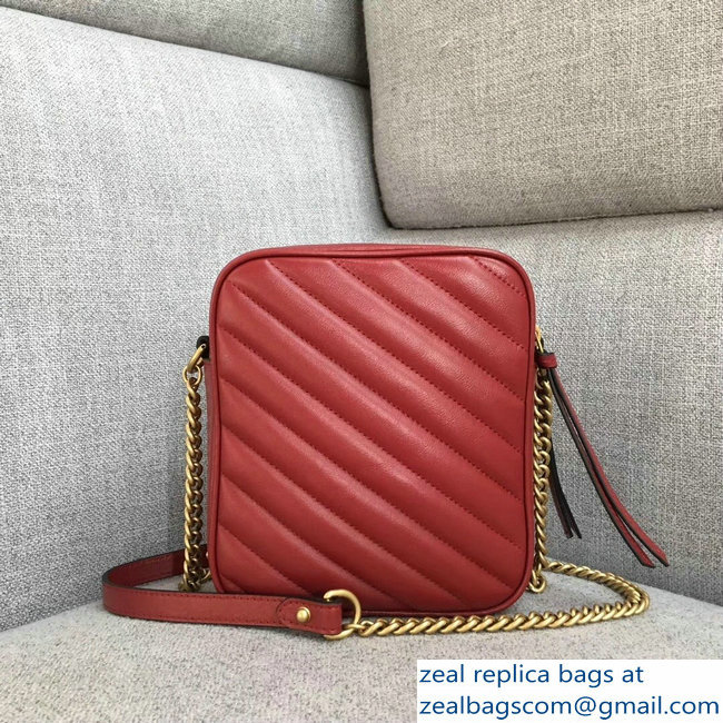 Gucci GG Marmont MatelasseRectangular Shape Mini Chain Shoulder Bag 550155 Red 2018 - Click Image to Close