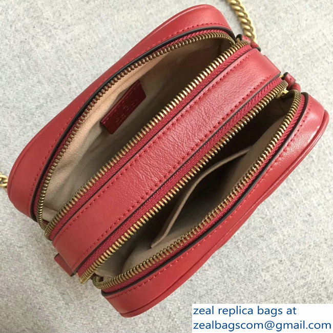 Gucci GG Marmont MatelasseRectangular Shape Mini Chain Shoulder Bag 550155 Red 2018