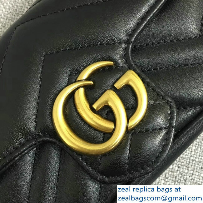 Gucci GG Marmont Matelasse Chevron Super Mini Chain Shoulder Bag 476433 Black - Click Image to Close