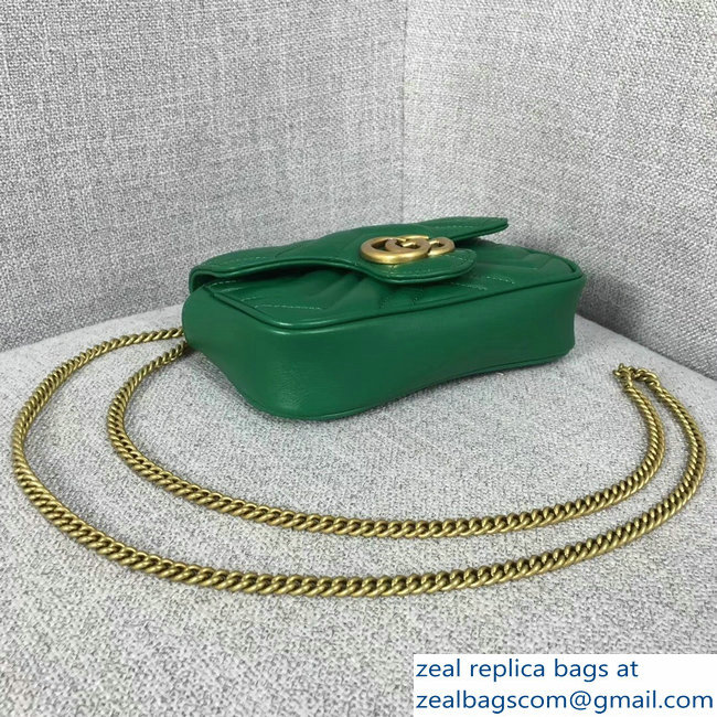 Gucci GG Marmont Matelasse Chevron Super Mini Chain Shoulder Bag 476433 Green