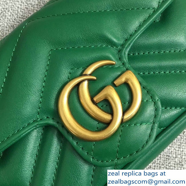 Gucci GG Marmont Matelasse Chevron Super Mini Chain Shoulder Bag 476433 Green