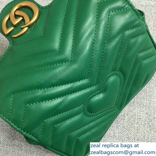 Gucci GG Marmont Matelasse Chevron Super Mini Chain Shoulder Bag 476433 Green