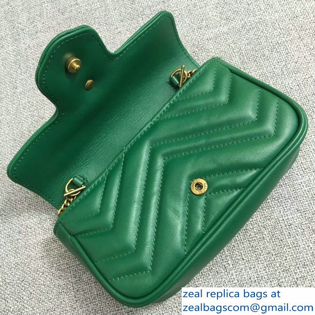 Gucci GG Marmont Matelasse Chevron Super Mini Chain Shoulder Bag 476433 Green - Click Image to Close
