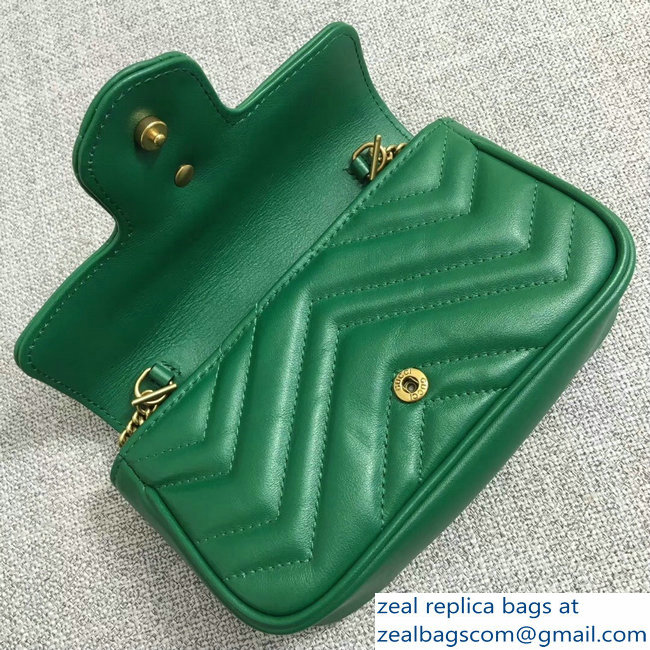 Gucci GG Marmont Matelasse Chevron Super Mini Chain Shoulder Bag 476433 Green