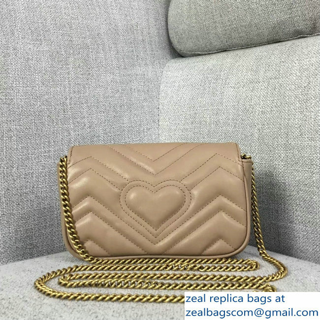 Gucci GG Marmont Matelasse Chevron Super Mini Chain Shoulder Bag 476433 Nude