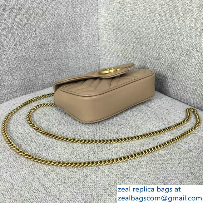 Gucci GG Marmont Matelasse Chevron Super Mini Chain Shoulder Bag 476433 Nude
