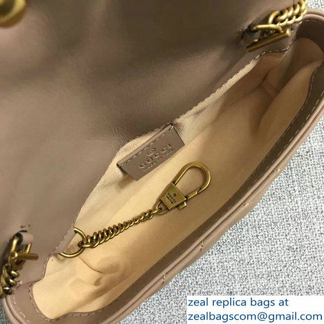 Gucci GG Marmont Matelasse Chevron Super Mini Chain Shoulder Bag 476433 Nude - Click Image to Close