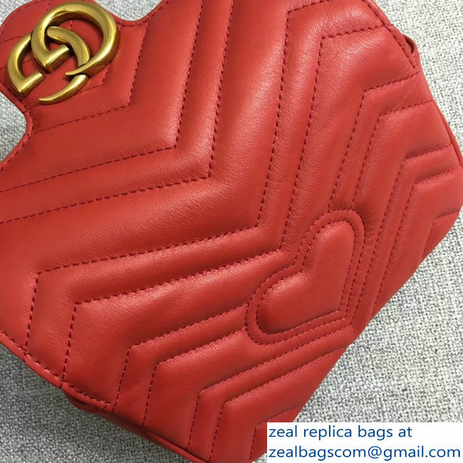 Gucci GG Marmont Matelasse Chevron Super Mini Chain Shoulder Bag 476433 Red