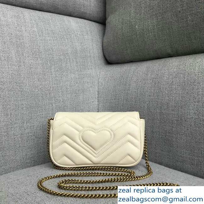 Gucci GG Marmont Matelasse Chevron Super Mini Chain Shoulder Bag 476433 White - Click Image to Close